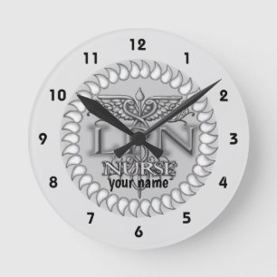 Reloj Redondo Mediano enfermera LPN Caduceo elegante