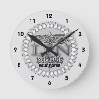 Reloj Redondo Mediano enfermera LPN Caduceo elegante