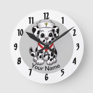 Reloj Redondo Mediano Enfermera Perro