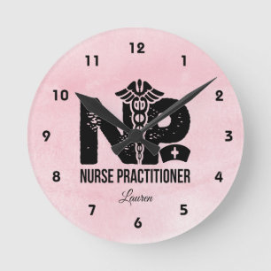 Reloj Redondo Mediano Enfermera profesional personalizada Rosa