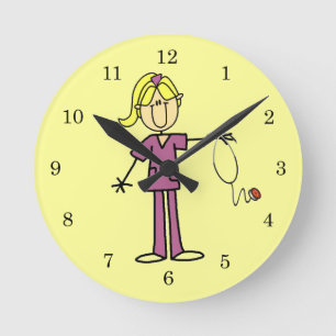 Reloj Redondo Mediano Enfermera Rubia Figura Palote Femenina