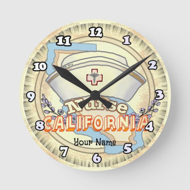 Reloj Redondo Mediano Enfermero de California (Anverso)