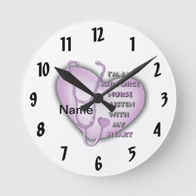 Reloj Redondo Mediano Enfermero de la Fuerza Aérea Purple Heart (Anverso)