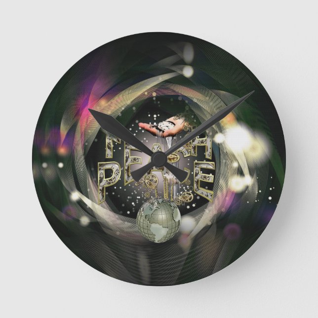 Reloj Redondo Mediano Enseñar la paz alrededor del mundo (Anverso)