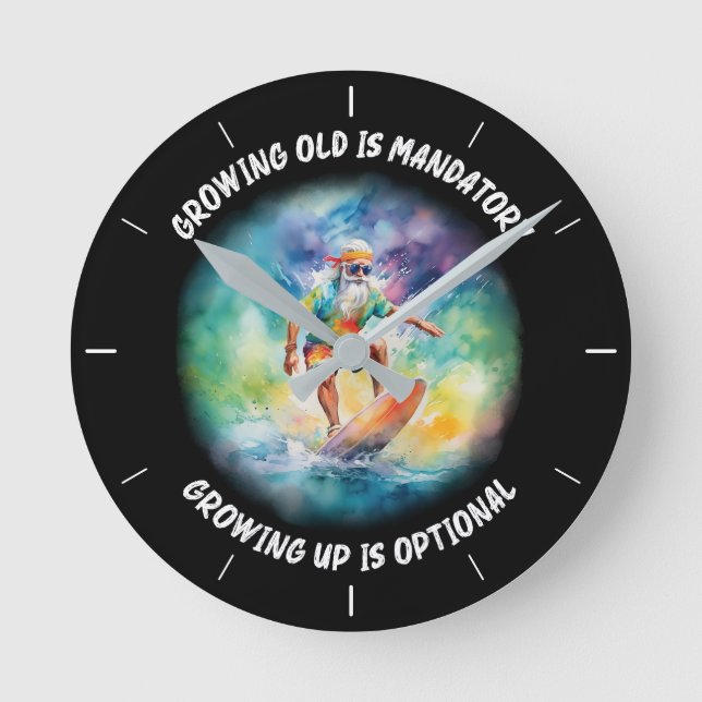 Reloj Redondo Mediano envejecer es obligatorio, crecer es opcional (Anverso)