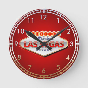Reloj Redondo Mediano Enviciado a Las Vegas, Rótulo divertido de Nevada