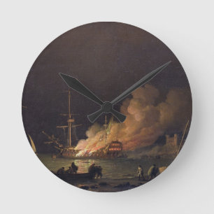Reloj Redondo Mediano Envíe en el fuego en la noche, c.1756 (el aceite