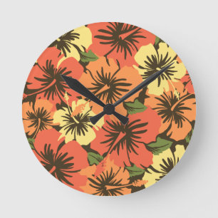 Reloj Redondo Mediano Epic Hibiscus Hawaii Clocks Muros