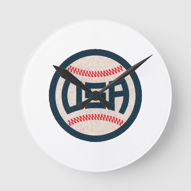 Reloj Redondo Mediano Equipo de Béisbol de EE. UU. (Anverso)