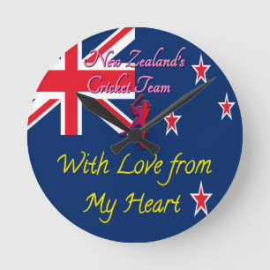 Reloj Redondo Mediano Equipo de Críquet de Nueva Zelanda: Arte de Amor d