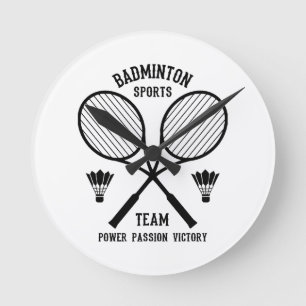 Reloj Redondo Mediano Equipo de deportes de bádminton