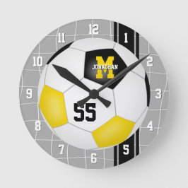 Reloj Redondo Mediano equipo de oro negro colores tiras de varsity socce