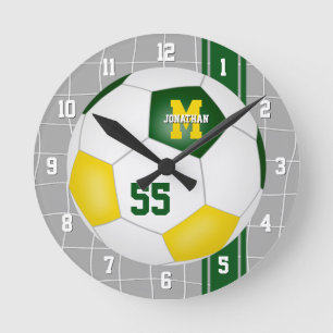 Reloj Redondo Mediano equipo de oro verde colores franjas de tiro de fút