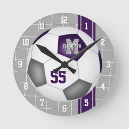 Reloj Redondo Mediano equipo gris morado colores rayas de diversidad fút