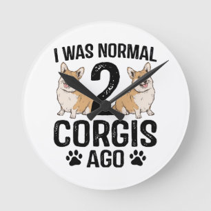 Reloj Redondo Mediano Era normal hace 2 Corgis Perro