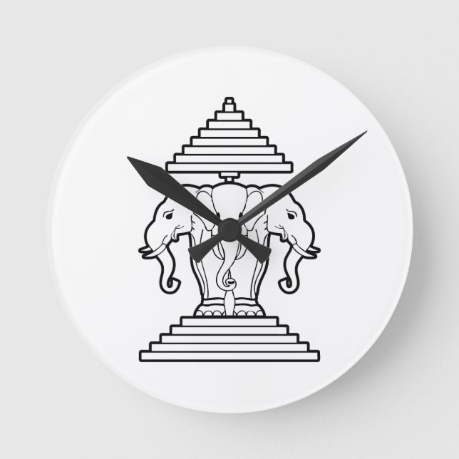 Reloj Redondo Mediano Erawan tres dirigió Lao del elefante/la bandera de (Anverso)