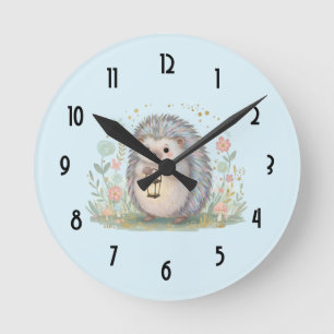 Reloj Redondo Mediano Erizo Adorable con Linterna