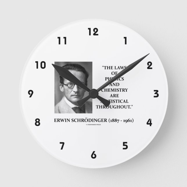Reloj Redondo Mediano Erwin Schrödinger Física Química Estadística (Anverso)