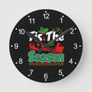 Reloj Redondo Mediano Es La Temporada Diseño Navideño -61067