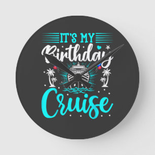 Reloj Redondo Mediano Es mi crucero de cumpleaños - Cumpleaños de vacaci