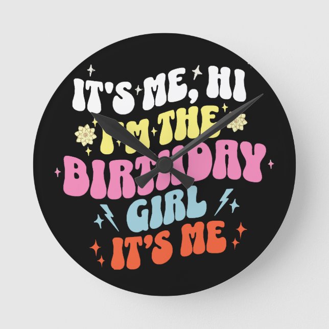 Reloj Redondo Mediano Es Mi Fiesta de Cumpleaños Chicas (Anverso)