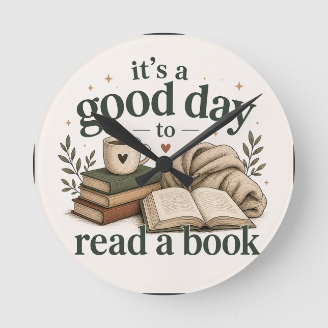 Reloj Redondo Mediano Es un buen día para leer un libro (Anverso)