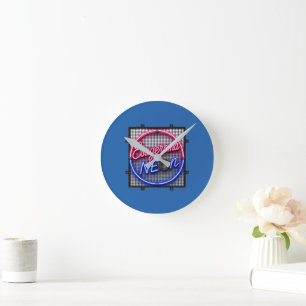 Reloj Redondo Mediano Esageroma Neon - Diseño Retro Synthwave de los 80