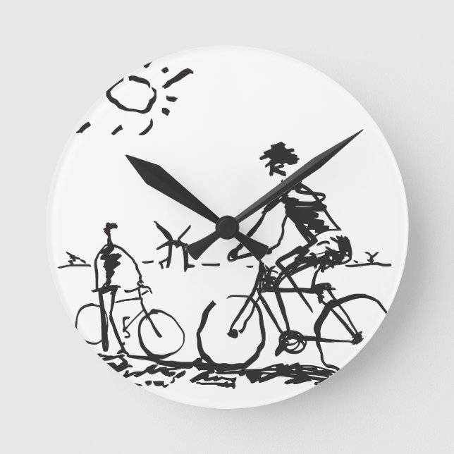 Reloj Redondo Mediano Esbozo de bicicleta (Anverso)