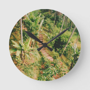 Reloj Redondo Mediano Escalera de bosques lluviosos de Bali