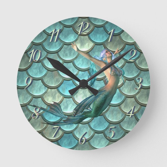 Reloj Redondo Mediano Escamas de cola de sirena (Anverso)