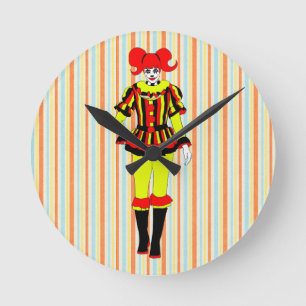 Reloj Redondo Mediano Escándalo de la mujer payasa de Circus Clown arte 