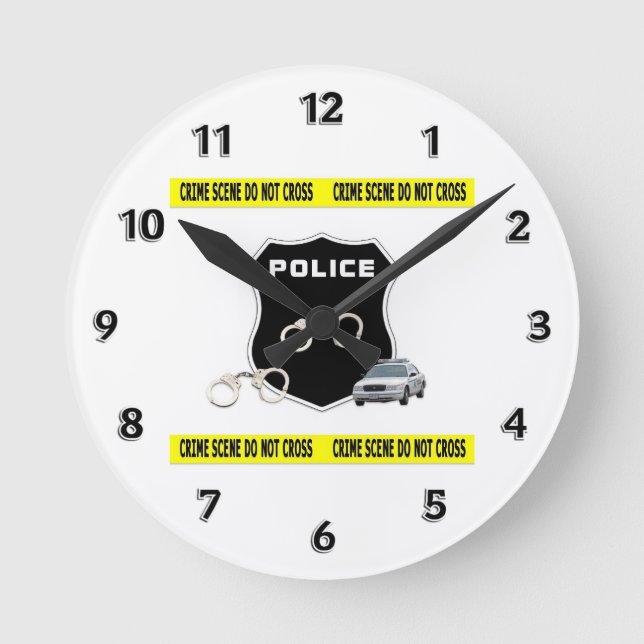 Reloj Redondo Mediano Escena de delitos policiales (Anverso)