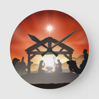 Reloj Redondo Mediano Escena de la Natividad de los navidades