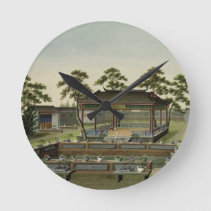 Reloj Redondo Mediano Escena del jardín, c.1820-40 (w/c en el papel) 4