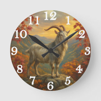 Reloj Redondo Mediano Escena otoñal majestuosa de cabra montés
