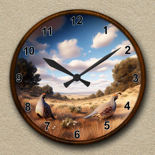 Reloj Redondo Mediano Escena personalizable de la codorniz de California