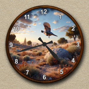 Reloj Redondo Mediano Escena personalizable de la codorniz de California