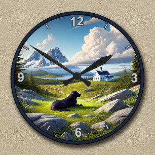Reloj Redondo Mediano Escena personalizable del paisaje con Labrador Ret