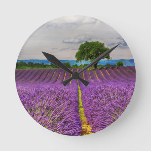 Reloj Redondo Mediano Escenario de Lavender Field, Francia