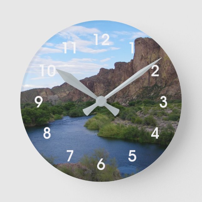 Reloj Redondo Mediano Escenario Lago Saguaro  (Anverso)