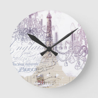 Reloj Redondo Mediano escritura francesa beige chandelier paris eiffel t
