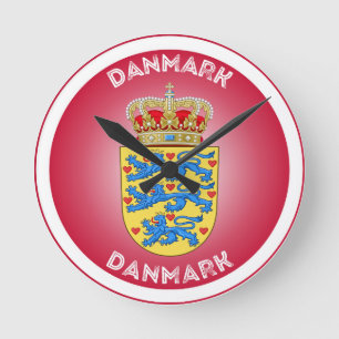 Reloj Redondo Mediano Escudo de armas de Dinamarca en forma circular