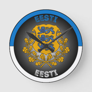 Reloj Redondo Mediano Escudo de armas de Estonia en forma circular