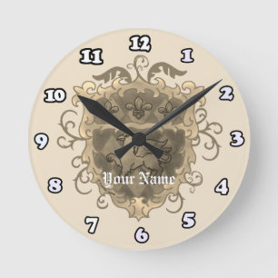 Reloj Redondo Mediano Escudo de Armas de la Familia Griffon Apellido