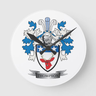 Reloj Redondo Mediano Escudo de armas de la familia Thompson
