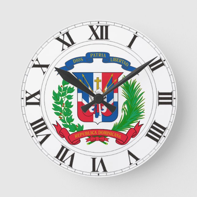 Reloj Redondo Mediano Escudo de armas de la República Dominicana (Anverso)