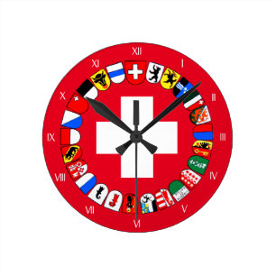 Reloj Redondo Mediano Escudo de armas de los cantones suizos