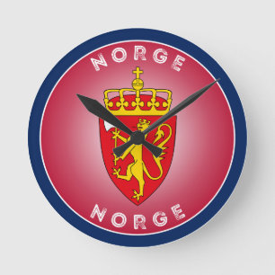 Reloj Redondo Mediano Escudo de Armas de Noruega en Forma Circular