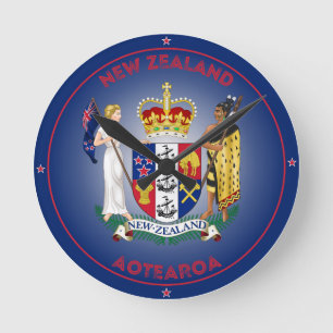 Reloj Redondo Mediano Escudo de armas de Nueva Zelanda en forma circular