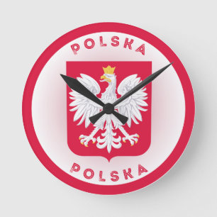 Reloj Redondo Mediano Escudo de armas de Polonia en forma circular